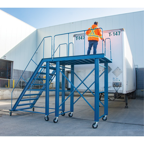 Snow Ladder, Steel, 10 Steps, 99" H, 85-1/2" D, 48" Step, Serrated Waymarc Industries Inc