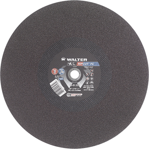 Ripcut Stainless Steel & Steel Cut-Off Wheel for Stationary Saws, 20" x 3/16", 1" Arbor, Type 1, Aluminum Oxide, 3000 RPM Waymarc Industries Inc