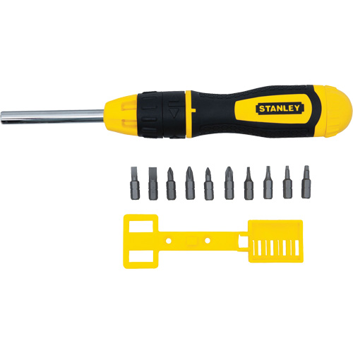 Multi-Bit Ratchet Screwdriver with 10 Bits, Cushion Grip Handle Waymarc Industries Inc