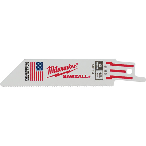 Sawzall&reg; Reciprocating Saw Blade, Bi-Metal, 18 TPI, 4" L x 3/4" W Waymarc Industries Inc