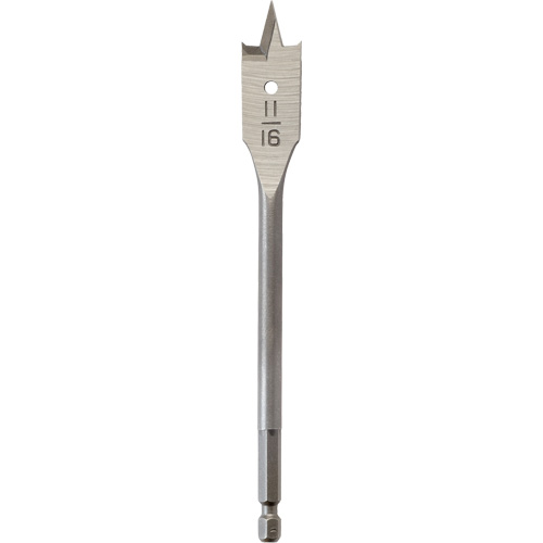 Flat Boring Bit, 11/16" Diameter, 1/4" Hex Shank, 6-1/8" Length Waymarc Industries Inc