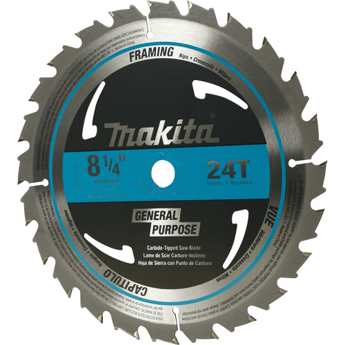 Lame de scie circulaire pour charpente &agrave; pointes au carbure, 8-1/4", 24 dents, Pour Bois Waymarc Industries Inc