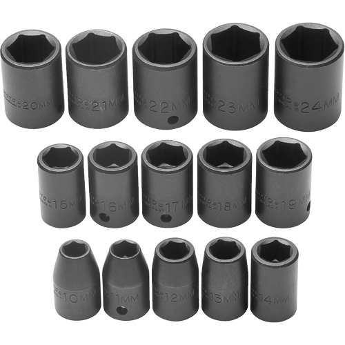 Socket Set, Impact, 1/2" Drive, 6 Points Waymarc Industries Inc