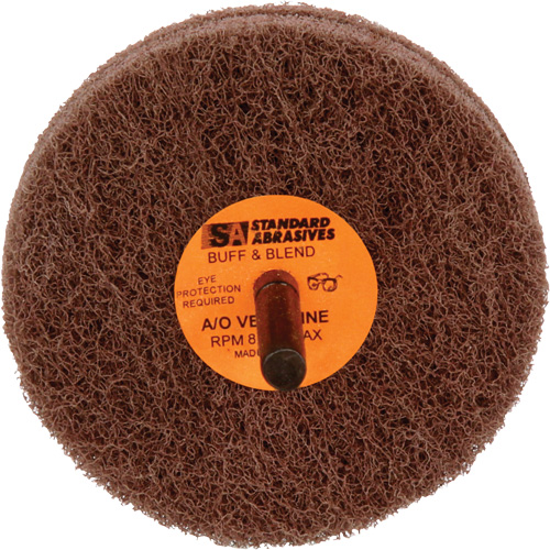 Meule de polissage et lissage Buff & Blend de 2 plis Standard Abrasives, 3" dia. x 2" la, Arbre 1/4", Oxyde d'aluminium Waymarc Industries Inc
