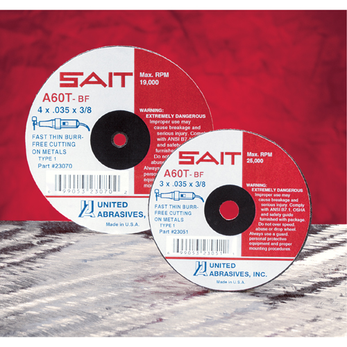 Meule &agrave; tronçonner, 5" x 0,045", Arbre de 7/8", Type 27, Oxyde d'aluminium/C&eacute;ramique, 12 200 Tr/min Waymarc Industries Inc