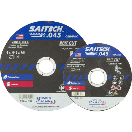 Meule &agrave; tronçonner, 14" x 0,045", Arbre de 5/8", Type 1, Oxyde d'aluminium/C&eacute;ramique, 19000 Tr/min Waymarc Industries Inc