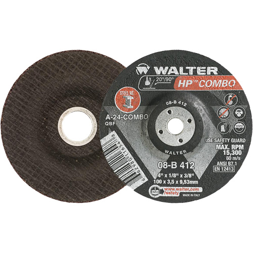HP Combo Depressed Center Combination Wheel, 4" x 1/8", 3/8" Arbor, Type 27 Waymarc Industries Inc