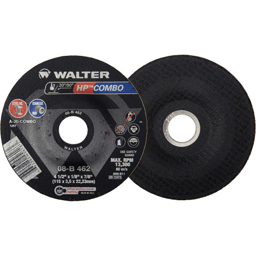 HP Combo Depressed Center Combination Wheel, 4-1/2" x 1/8", 7/8" Arbor, Type 27 Waymarc Industries Inc