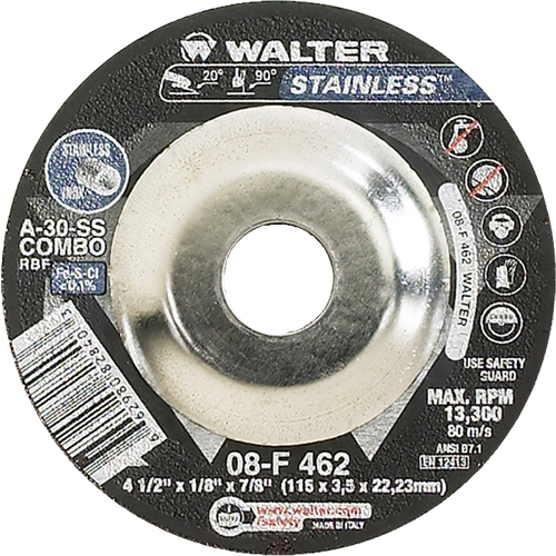 Depressed Centre Grinding Wheels - Stainless Type 27, 4-1/2" x 1/8", 7/8" Arbor, Type 27 Waymarc Industries Inc