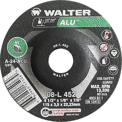 Depressed Centre Grinding Wheels - Aluminium Type 27, 4-1/2" x 1/8", 7/8" Arbor, Type 27 Waymarc Industries Inc
