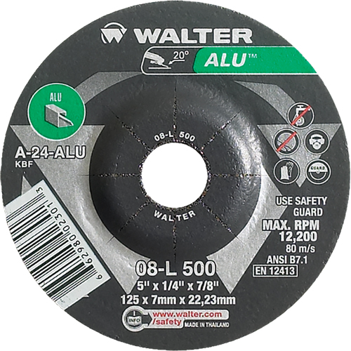Meules en aluminium &agrave; moyeu d&eacute;port&eacute;, 5" x 1/4", Arbre 7/8", Type 27 Waymarc Industries Inc
