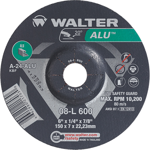 Meules en aluminium &agrave; moyeu d&eacute;port&eacute;, 6" x 1/4", Arbre 7/8", Type 27 Waymarc Industries Inc