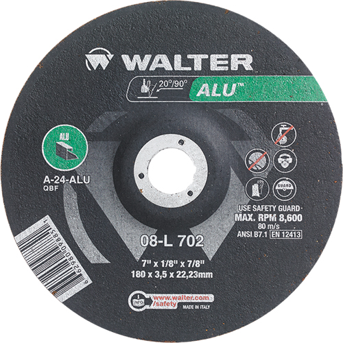 Depressed Centre Grinding Wheels - Aluminium Type 27, 7" x 1/8", 7/8" Arbor, Type 27 Waymarc Industries Inc