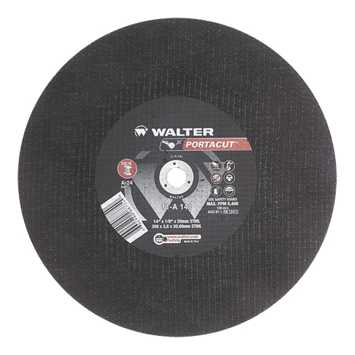 Meule &agrave; tronçonner rapide en acier inoxydable Portacut, 14" x 1/8", Arbre de 3/4", Type 1, Oxyde d'aluminium, 5400 Tr/min Waymarc Industries Inc