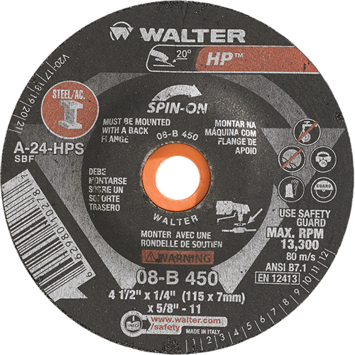 Meule HP vissable, 4-1/2" x 1/4", Arbre de 5/8"-11, Type 27S Waymarc Industries Inc