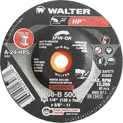 Meule HP vissable, 5" x 1/4", Arbre de 5/8"-11, Type 27S Waymarc Industries Inc