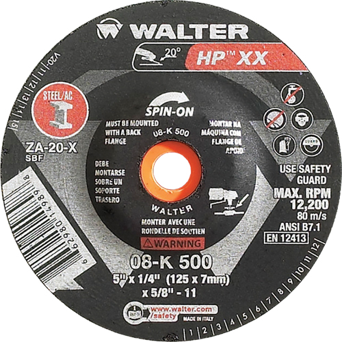 Double-X Depressed Centre Grinding Wheel, 5" x 1/4", 5/8"-11 Arbor, Type 27S Waymarc Industries Inc