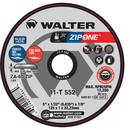 Zip One Cut-Off Wheel, 4-1/2" x 1/32", 7/8" Arbor, Type 1 Waymarc Industries Inc