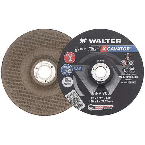 XCAVATOR Grinding Wheel, 7" x 1/4", 7/8" Arbor, Zirconium, Type 27 Waymarc Industries Inc