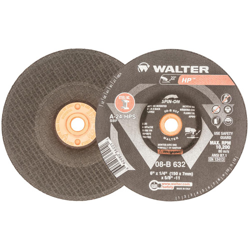 HP Grinding and Cutting Wheel, 6" x 1/8", 5/8"-11 Arbor, Aluminum Oxide, Type 27 Waymarc Industries Inc