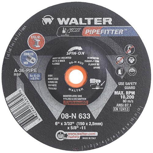 PIPEFITTER Grinding Wheel, 6" x 3/32", Aluminum Oxide, Type 27 Waymarc Industries Inc