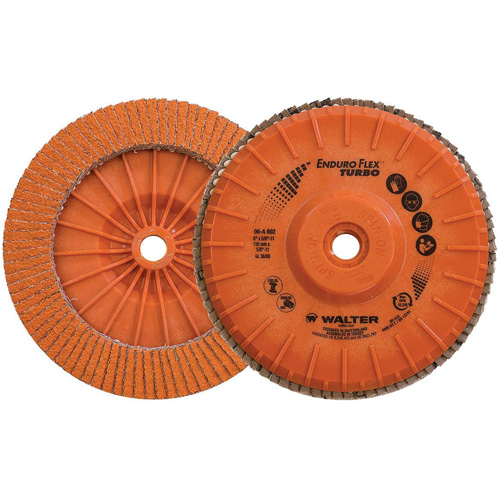Enduro-Flex Turbo Flap Disc, 6" x 5/8"-11, Type 27S, 36/60 Grit, Ceramic Waymarc Industries Inc