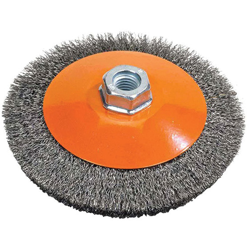 Meule soucoupe &agrave; fils cr&ecirc;p&eacute;s, 4" dia., Fils 0,012", Arbre 5/8"-11 Waymarc Industries Inc