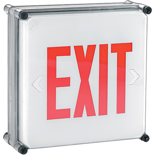 Aqua NEMA 4x Exit Signs, LED, Hardwired, 11-3/4" L x 11-3/4" W, English Waymarc Industries Inc