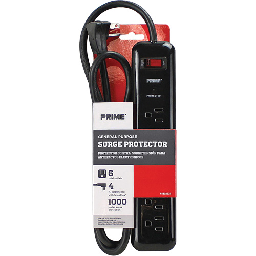 Surge Protector, 6 Outlets, 1000 J, 1875, 4' Cord Waymarc Industries Inc