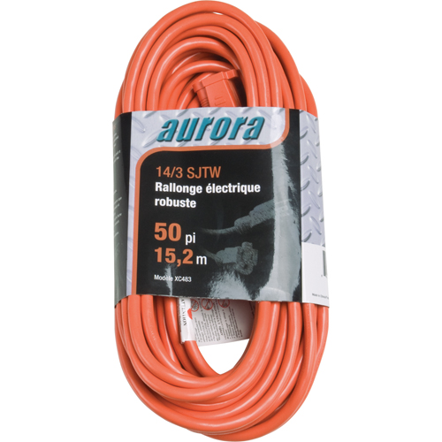 Cordon rallonge en vinyle, Ext&eacute;rieur, SJTW, AWG 14/3, 15 A, 50' Waymarc Industries Inc