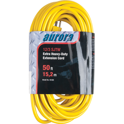 Vinyl Extension Cord, Outdoor, SJTW, 12/3 AWG, 15 A, 50' Waymarc Industries Inc