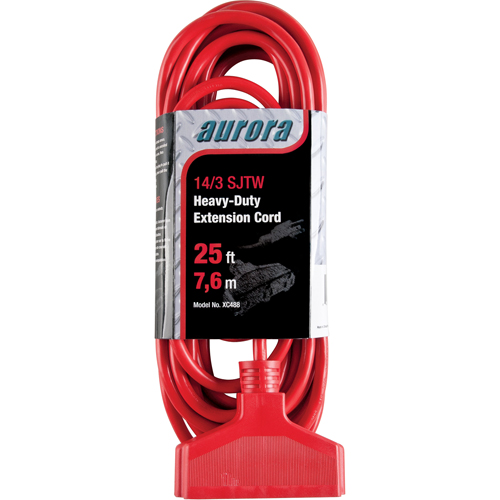Vinyl Extension Cord, Outdoor, SJTW, 14/3 AWG, 15 A, 3 Outlet(s), 25' Waymarc Industries Inc