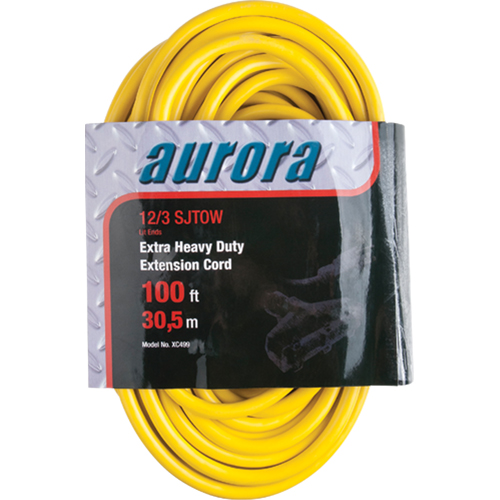 Vinyl Extension Cord with Light Indicator, Outdoor, SJTOW, 12/3 AWG, 15 A, 3 Outlet(s), 100' Waymarc Industries Inc