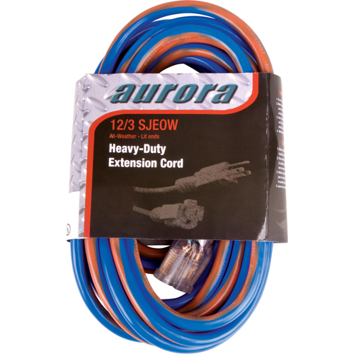 TPE-Rubber Extension Cord With Light Indicator, All-Weather, SJEOW, 12/3 AWG, 15 A, 50' Waymarc Industries Inc