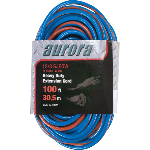 TPE-Rubber Extension Cord With Light Indicator, All-Weather, SJEOW, 12/3 AWG, 15 A, 100' Waymarc Industries Inc
