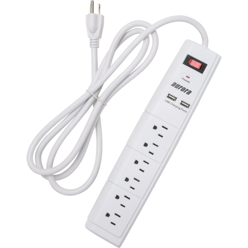 USB Charging Surge Protector, 6 Outlets, 1200 J, 1875 W, 6' Cord Waymarc Industries Inc