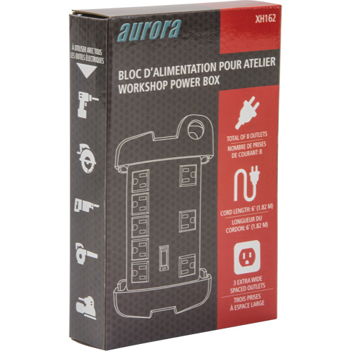 Workshop Surge Protector Power Strip, 8 Outlets, 1350 J, 1875 W, 6' Cord Waymarc Industries Inc