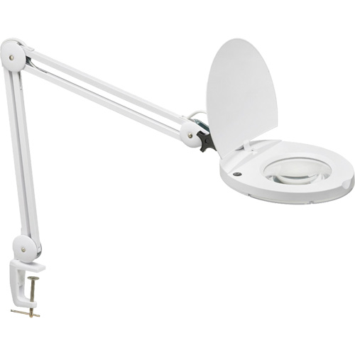 LED Magnifier with A-Bracket, 3 Diopter, LED Light, 47" Arm, C-Clamp, White Waymarc Industries Inc