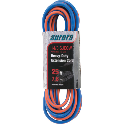 TPE-Rubber Extension Cord with Light Indicator, All-Weather, SJEOW, 14/3 AWG, 15 A, 3 Outlet(s), 25' Waymarc Industries Inc