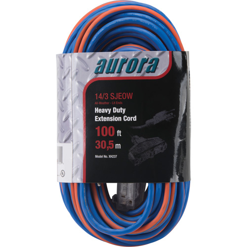 TPE-Rubber Extension Cord with Light Indicator, All-Weather, SJEOW, 14/3 AWG, 13 A, 3 Outlet(s), 100' Waymarc Industries Inc