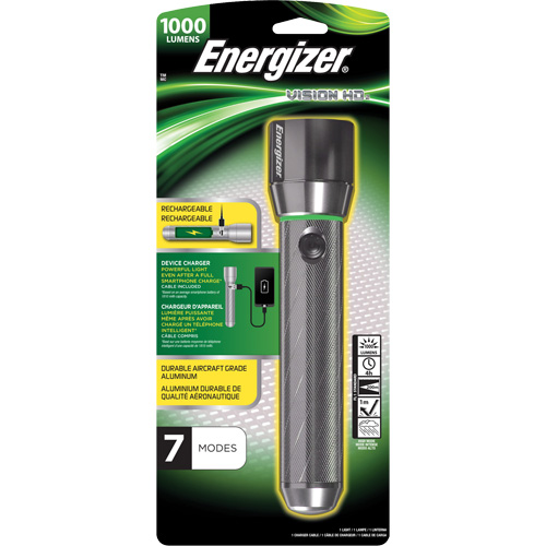 Vision HD Focus Flashlight, LED, 1000 Lumens, Rechargeable Batteries Waymarc Industries Inc