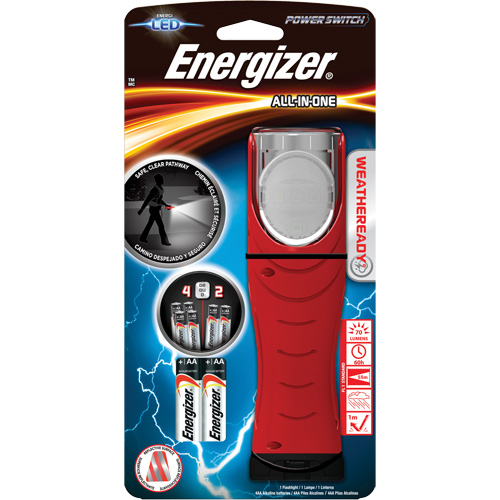 Weatheready&reg; All-in-One Light, LED, AA Batteries, Aluminum/Plastic/Polymer/Rubber Waymarc Industries Inc