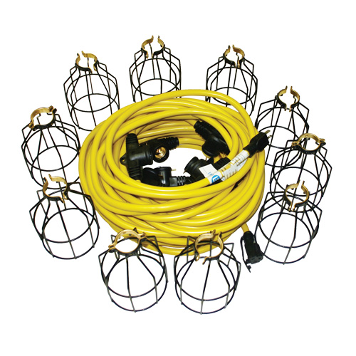 LED Stringlights, 10 Lights, 100' L, Metal Housing Waymarc Industries Inc