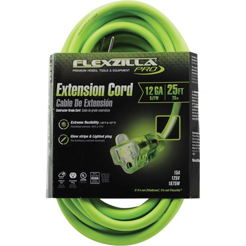 Flexzilla&reg; Pro Industrial Extension Cord, All-Weather, SJTW, 12/3 AWG, 15 A, 25' Waymarc Industries Inc