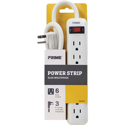 Power Strip, 6 Outlet(s), 3', 15 A, 1875 W, 125 V Waymarc Industries Inc