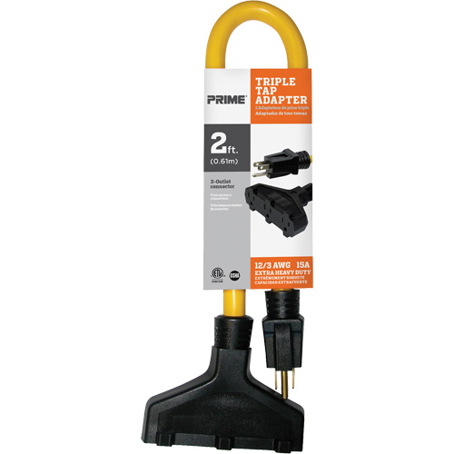 Triple Tap Adapter, Outdoor, STW, 12/3 AWG, 15 A, 3 Outlet(s), 2' Waymarc Industries Inc