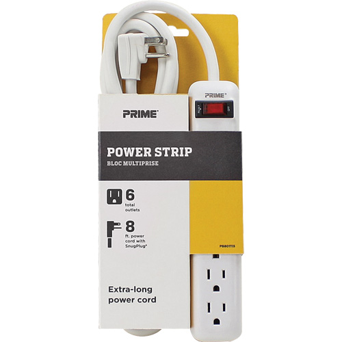 Power Strip, 6 Outlet(s), 8', 15 A, 1875 W, 125 V Waymarc Industries Inc