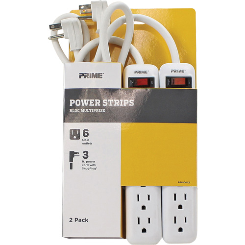 Power Strip 2-Pack, 6 Outlet(s), 3', 15 A, 1875 W, 125 V Waymarc Industries Inc