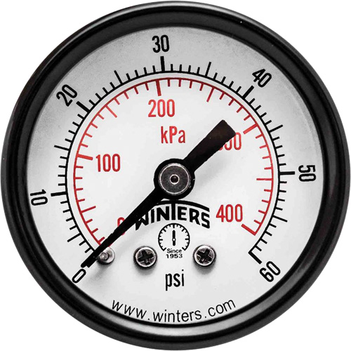 Economy Pressure Gauge, 1-1/2" , 0 - 60 psi, Back Mount, Analogue Waymarc Industries Inc