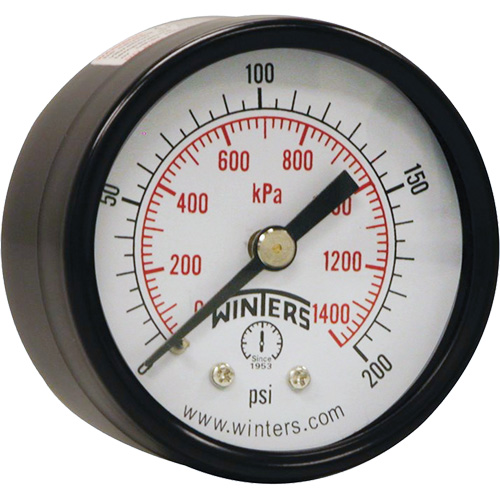 Economy Pressure Gauge, 2" , 0 - 200 psi, Back Mount, Analogue Waymarc Industries Inc